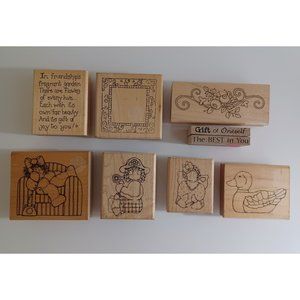 Dots JRL Rubber Stamp Friendship Rose Border Emily Angel On Phone Mallard Duck